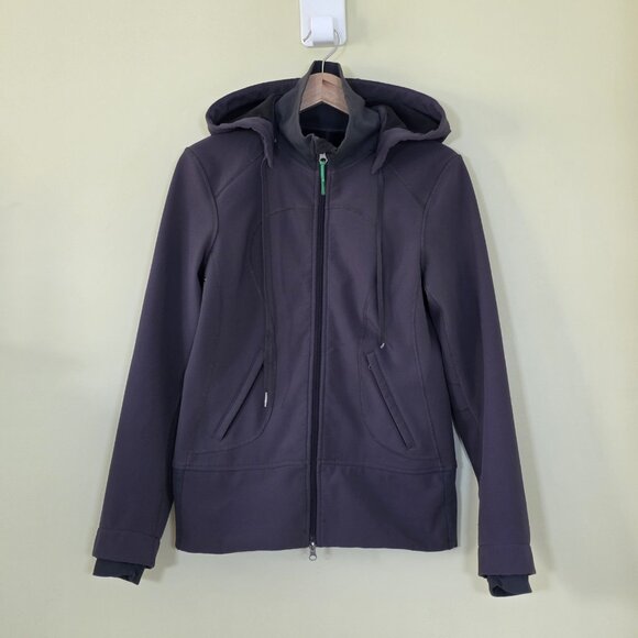 Lululemon Softshell Jacket Womens S/M Gray Zip LS Silverscent Hood Fleece Inside - Picture 1 of 16